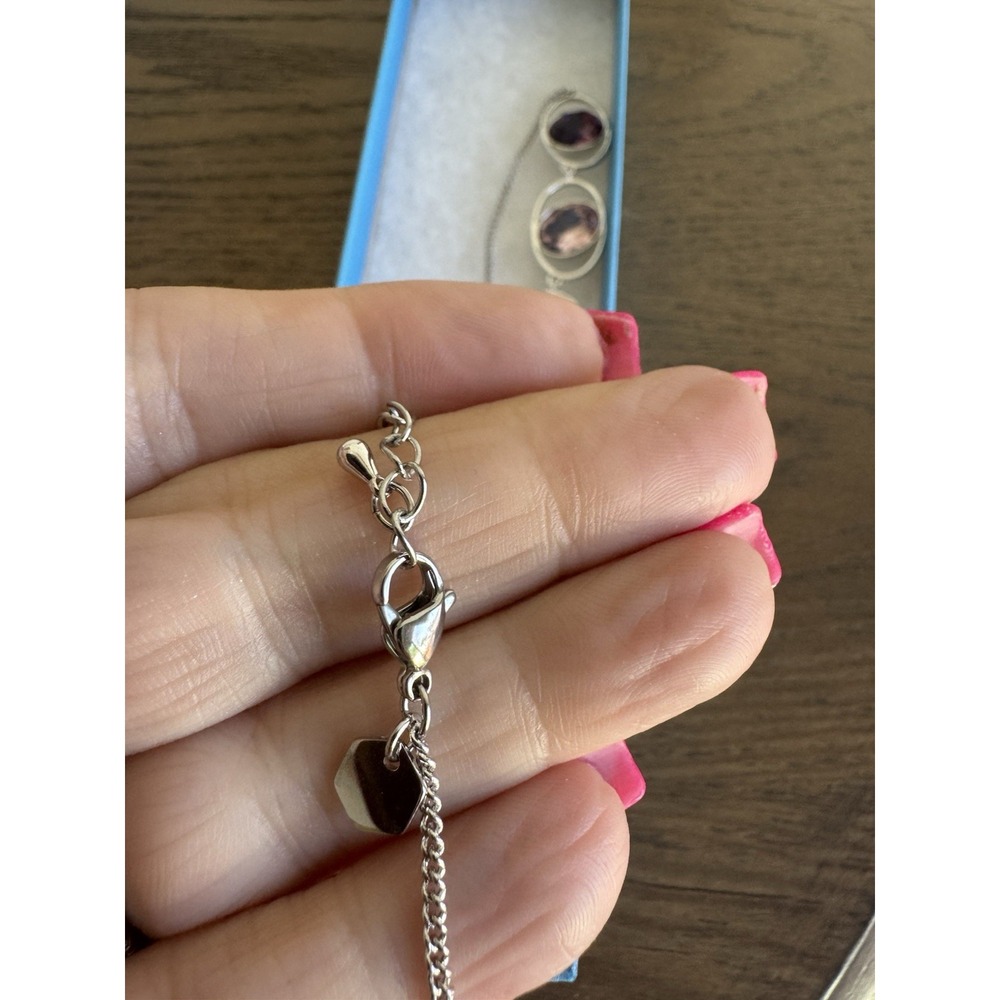 Touchstone Crystal In Rotation Necklace 15-18" Rhodium Plated NEW - Picture 3 of 7
